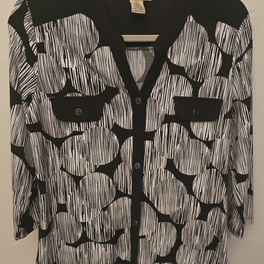 Black and White Patterned Blouse